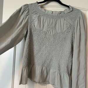 Anthropologie Gray Textured Blouse